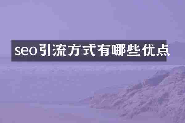 seo引流方式有哪些优点