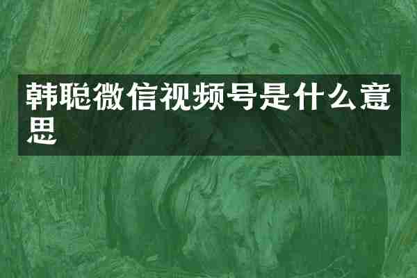 韩聪微信视频号是什么意思