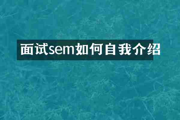 面试sem如何自我介绍