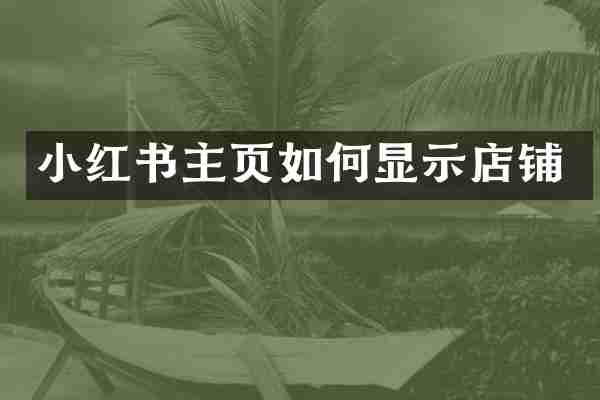 小红书主页如何显示店铺