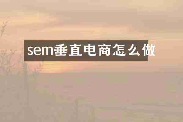 sem垂直电商怎么做