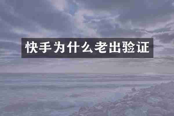 快手为什么老出验证