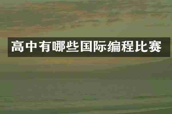 高中有哪些国际编程比赛