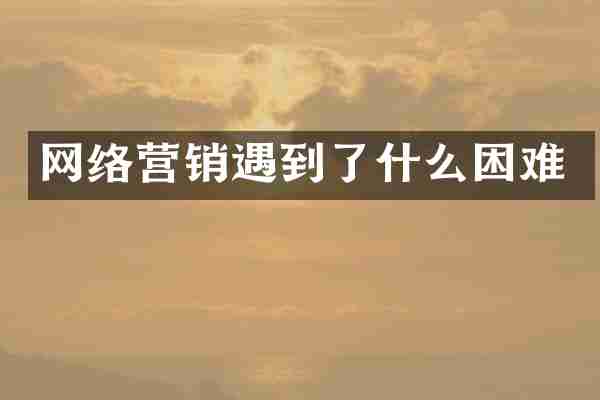 网络营销遇到了什么困难
