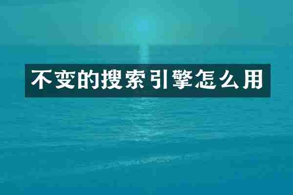 不变的搜索引擎怎么用