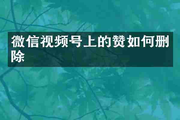 微信视频号上的赞如何删除