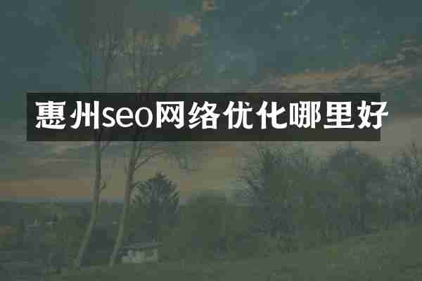惠州seo网络优化哪里好