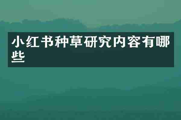 小红书种草研究内容有哪些
