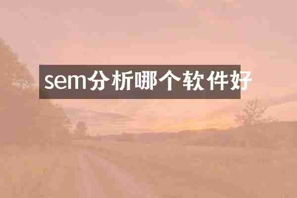 sem分析哪个软件好