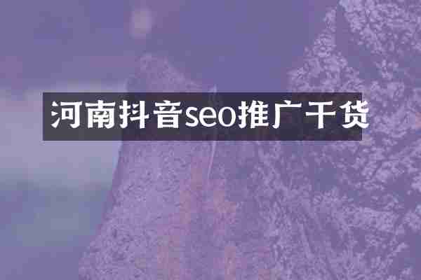 河南抖音seo推广干货