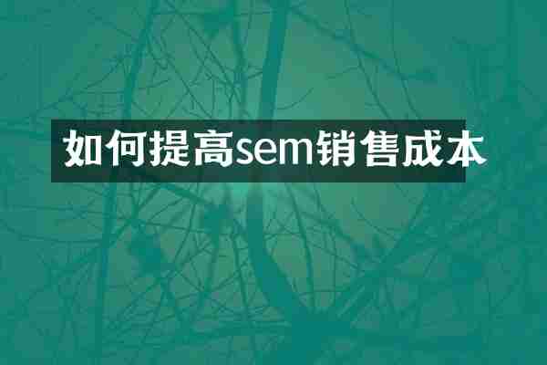 如何提高sem销售成本