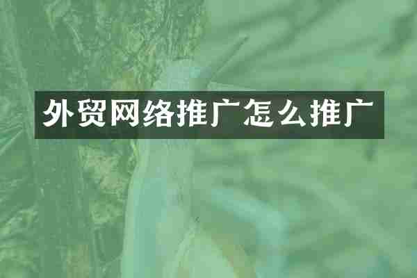 外贸网络推广怎么推广