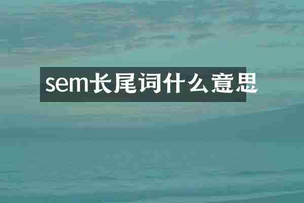 sem长尾词什么意思