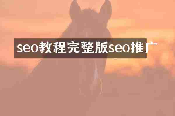 seo教程完整版seo推广