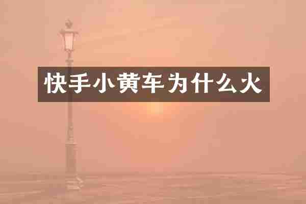 快手小黄车为什么火