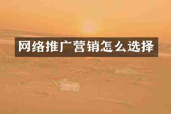 网络推广营销怎么选择
