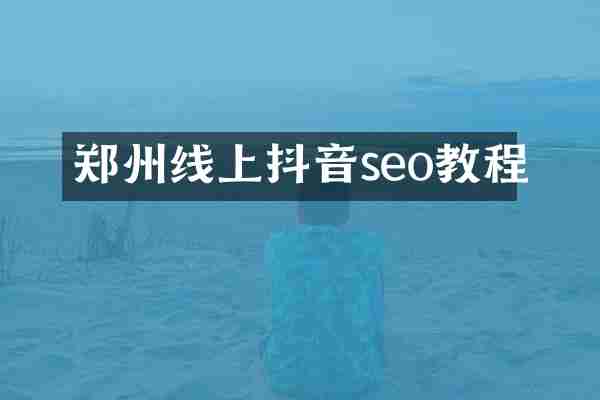 郑州线上抖音seo教程