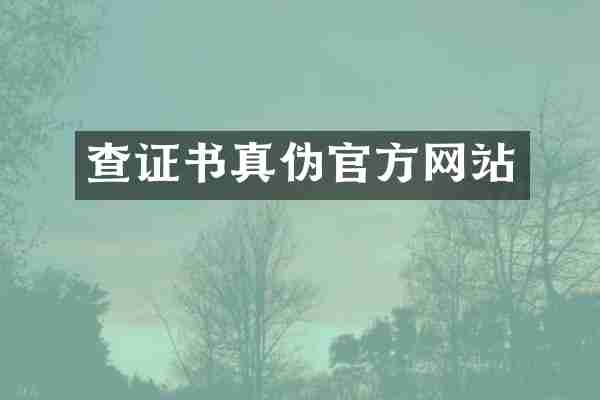 查证书真伪官方网站