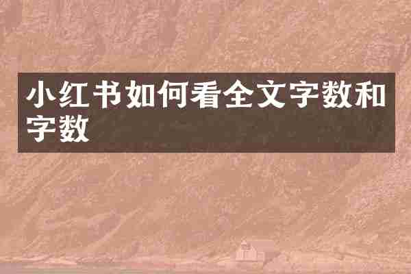 小红书如何看全文字数和字数
