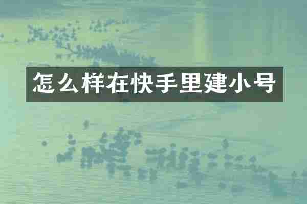 怎么样在快手里建小号