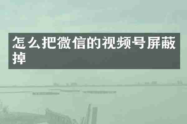 怎么把微信的视频号屏蔽掉