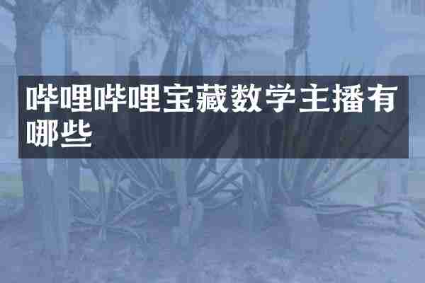 哔哩哔哩宝藏数学主播有哪些