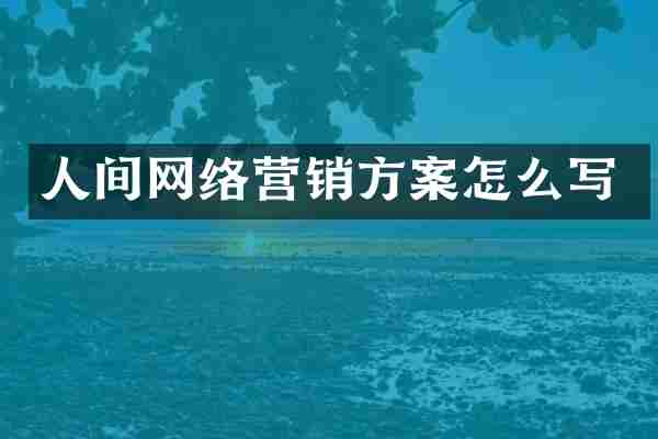 人间网络营销方案怎么写