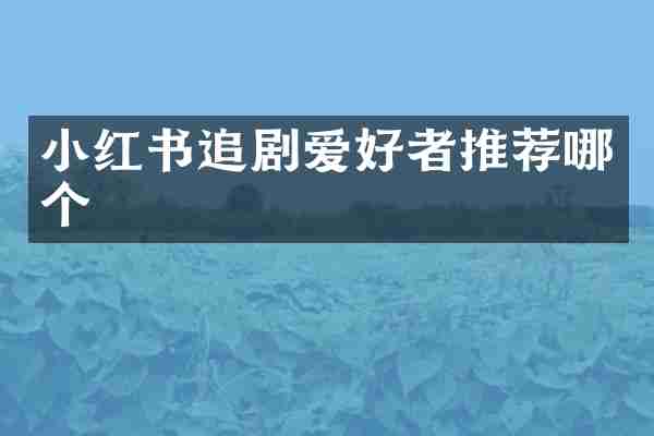 小红书追剧爱好者推荐哪个