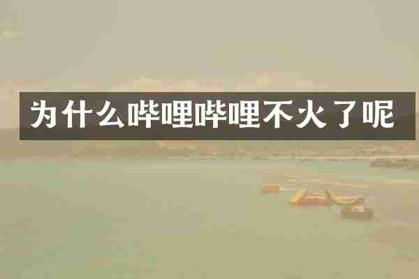 为什么哔哩哔哩不火了呢