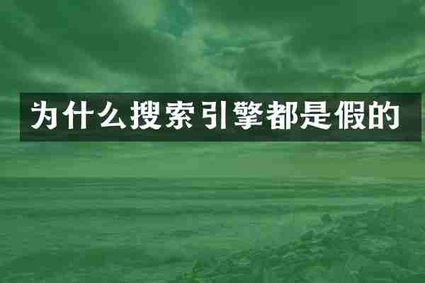 为什么搜索引擎都是假的