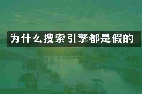 为什么搜索引擎都是假的