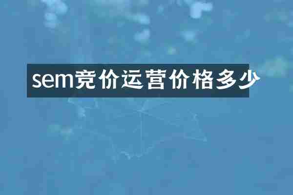 sem竞价运营价格多少