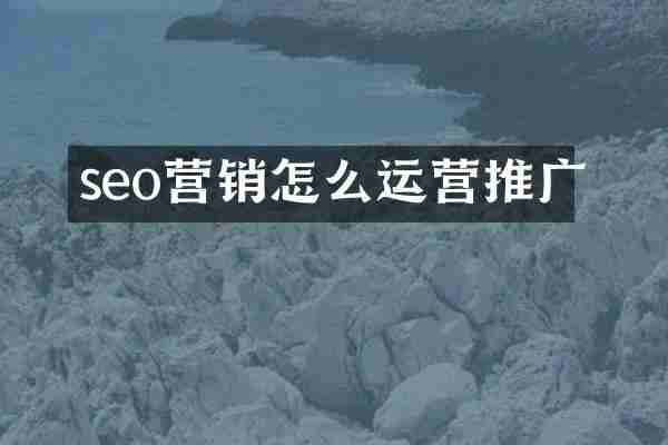 seo营销怎么运营推广