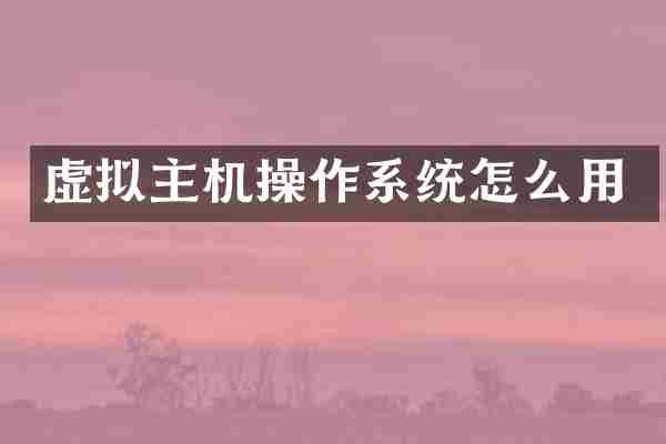虚拟主机操作系统怎么用