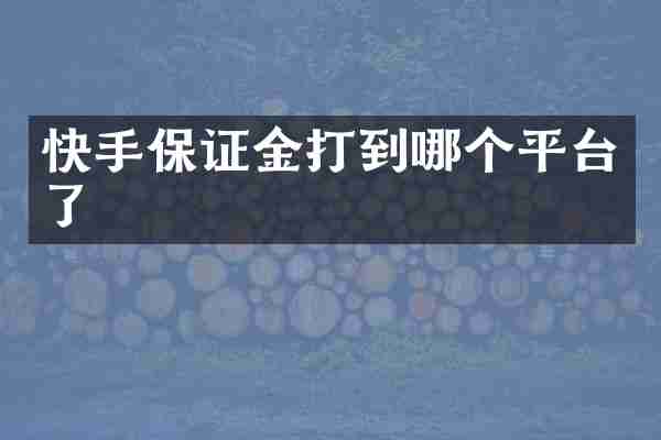 快手保证金打到哪个平台了