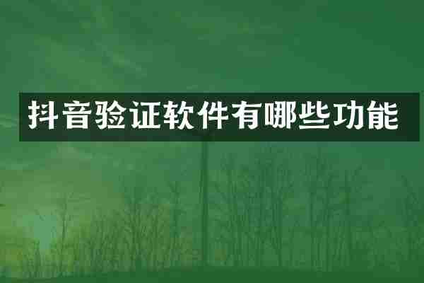 抖音验证软件有哪些功能
