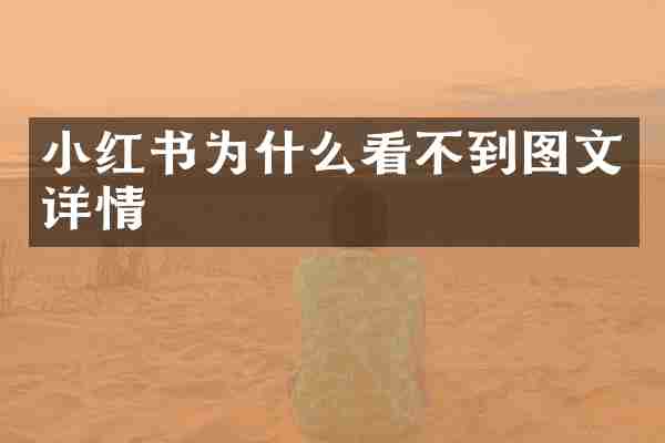 小红书为什么看不到图文详情