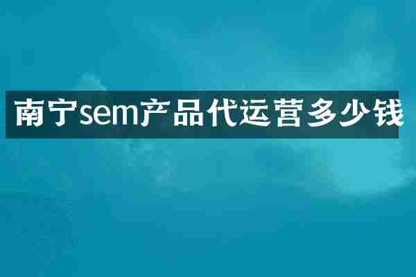 南宁sem产品代运营多少钱