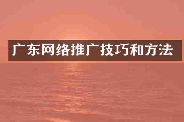 广东网络推广技巧和方法