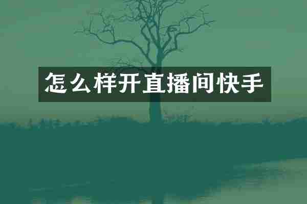 怎么样开直播间快手