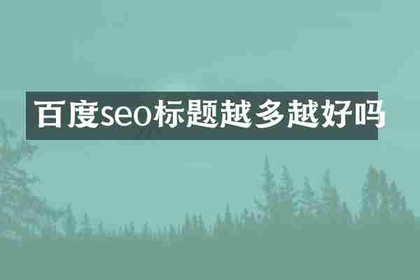 百度seo标题越多越好吗