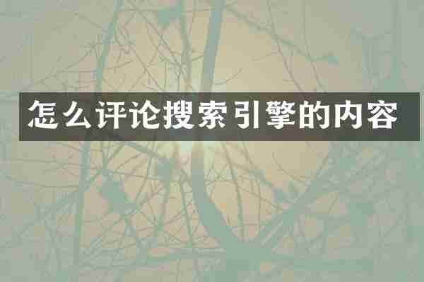 怎么评论搜索引擎的内容