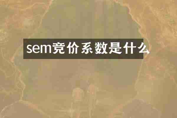 sem竞价系数是什么