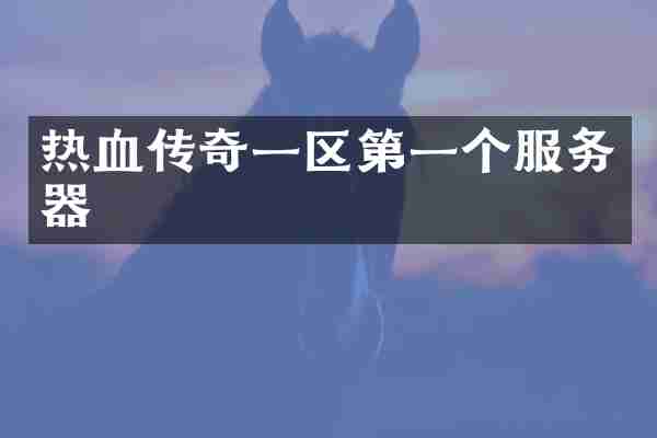 热血传奇一区第一个服务器