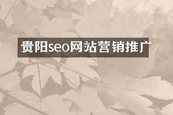 贵阳seo网站营销推广