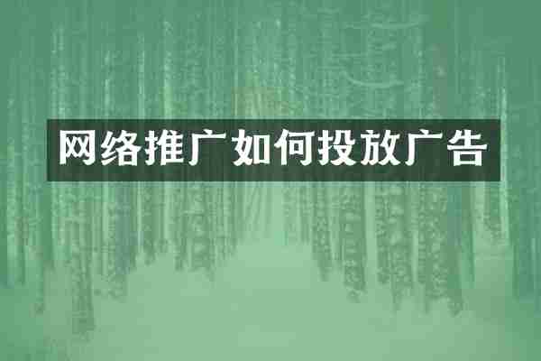 网络推广如何投放广告