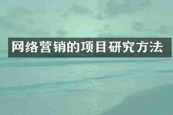网络营销的项目研究方法