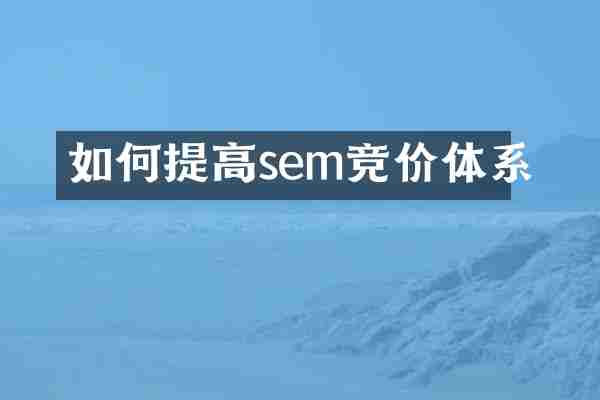 如何提高sem竞价体系