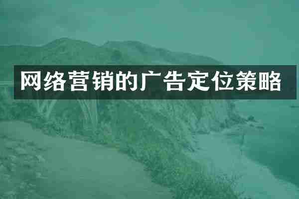 网络营销的广告定位策略
