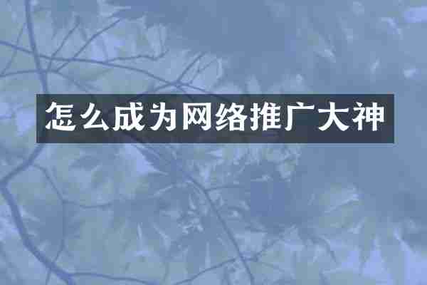 怎么成为网络推广大神